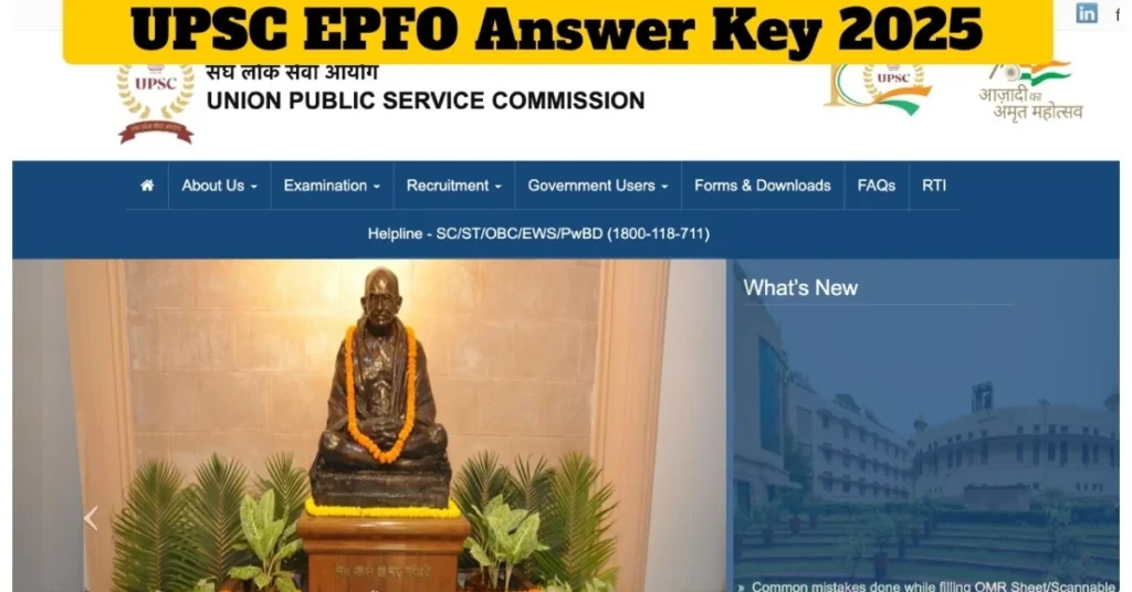 UPSC EPFO Answer Key 2025