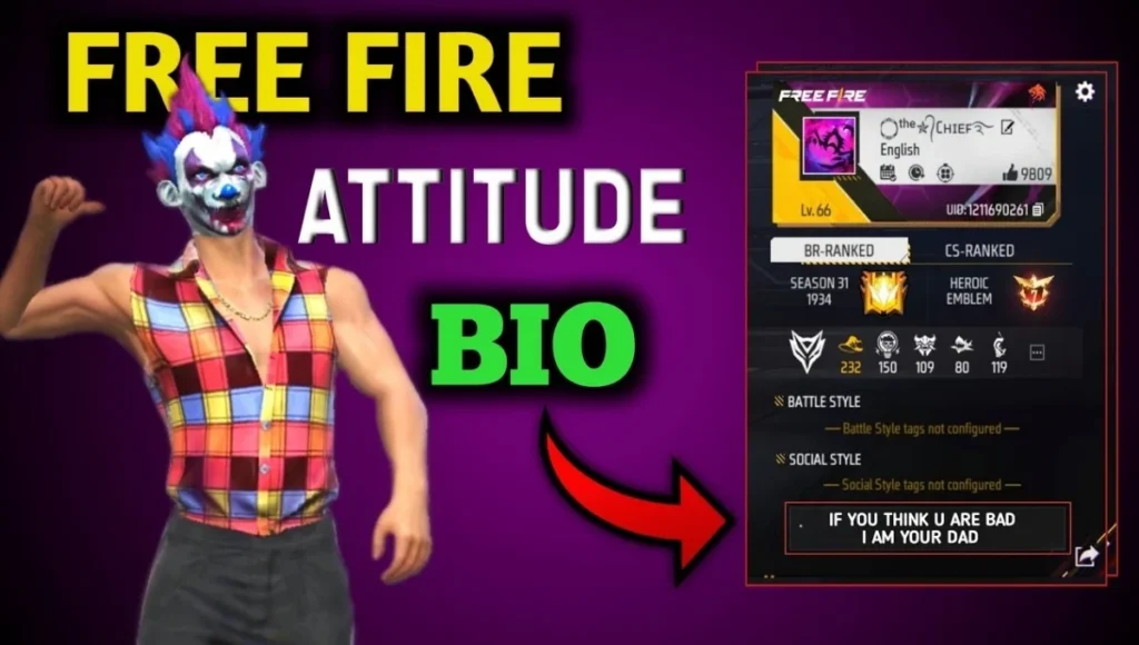 Free Fire Attitude Bio