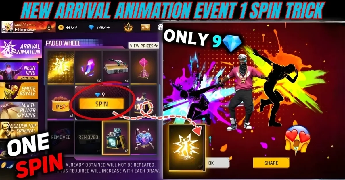 Free Fire New Arrival Animation Event 1 Spin Trick