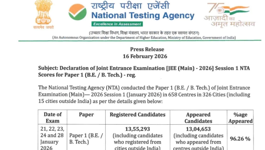 JEE Main Result 2026 Session 1 Out