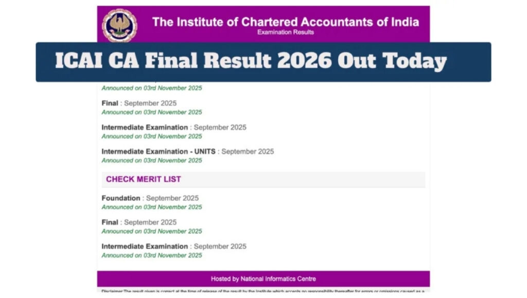 ICAI CA Final Result Jan 2026 Today: Direct Link to Download Scorecard at icai.nic.in 2 ICAI CA Final Result
